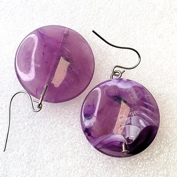 Purple Round Small Earrings - Picture 3 of 9